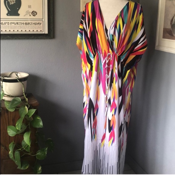 5 Star 🌟 Fave! The Vibrant Dress /Kaftan 💯 Rayon - Picture 5 of 6